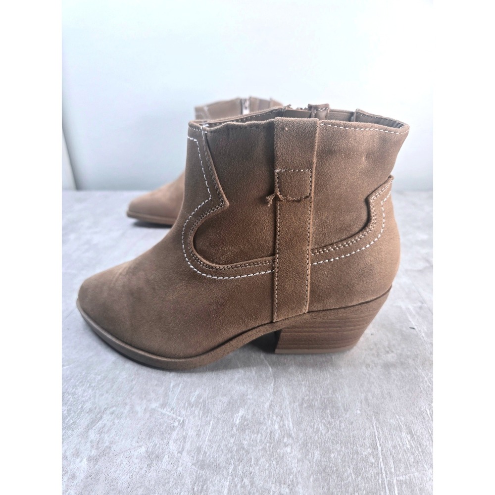 Torrid Western Ankle Booties 6 Wide Fit Tan Faux Suede Cowgirl Pointed Toe Boots